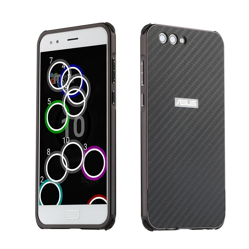 black Для Asus Zenfone 4 ze554kl случае Алюминий металла Рамки+ Карбон Волокно жесткий чехол для Asus Zenfone 4 ze554kl 5.5 ''В виде ракушки - Цвет: black
