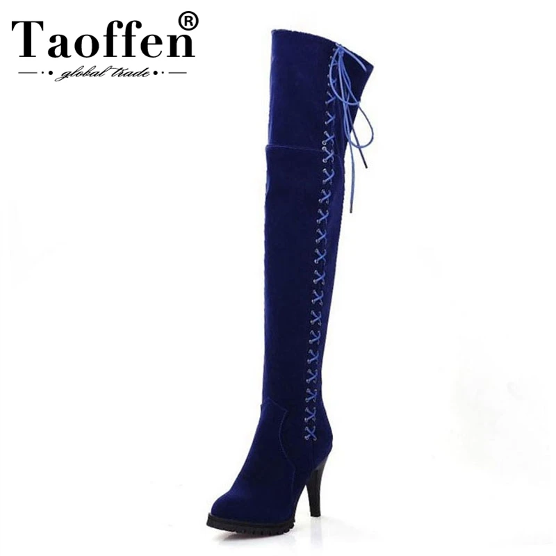 Женские высокие сапоги Taoffen зимние теплые Клубные Сапоги на молнии тонком