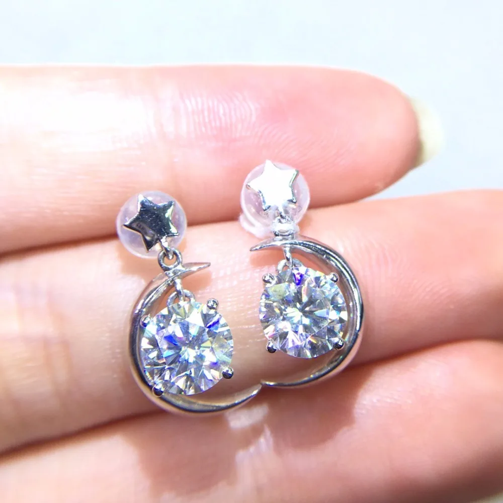 Настоящие хорошие драгоценности из золота 18 карат AU750 G18K 2ct Муассанит Серьги с алмазами для Для женщин изысканные серьги