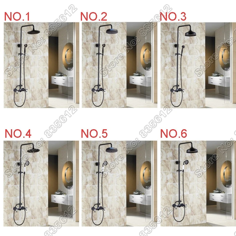 

Black Oil Rubbed Bathroom Round Rainfall Shower Faucet Set Brass Finish Dual Cross Handle Mixer Shower Taps Wall Mounted Jhs006