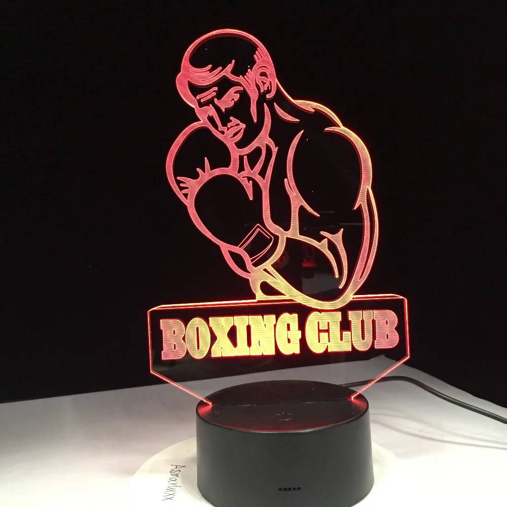 

Boxing Man 3D Visual Modelling LED Night Light For Boxing Club Enthusiast Touch Button USB Table Lamp Home Decor Sleeping Light