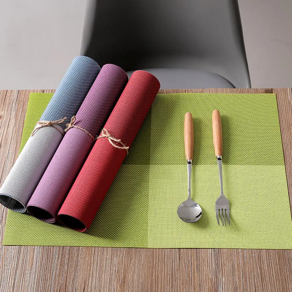 4 Pcs Fashion Rectangle Heat-Resistant Placemat Durable Pvc Anti-Skid Table Mat Dining Decorative Coaster Purple | Дом и сад