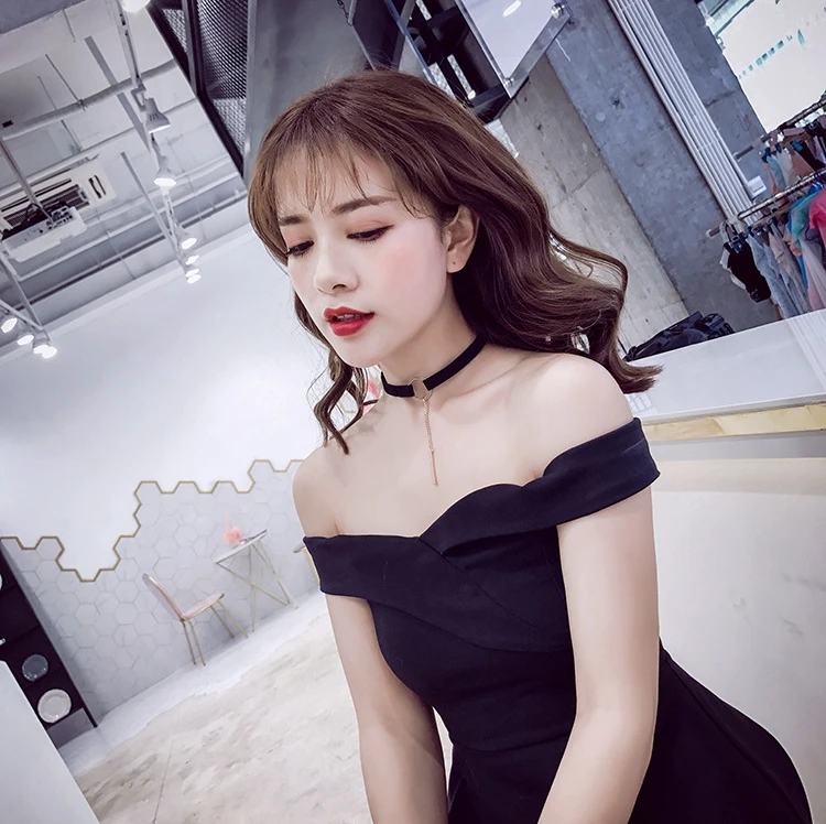 Корейский бархат круг шеи полоса простое ожерелье воротник кости чокер черное