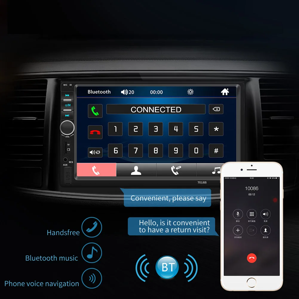 Автомагнитола стерео Bluetooth 2 Din 7 дюймов сенсорный экран Авто Аудио Авторадио поддержка зеркальная связь FM MP5 USB AUX камера заднего вида
