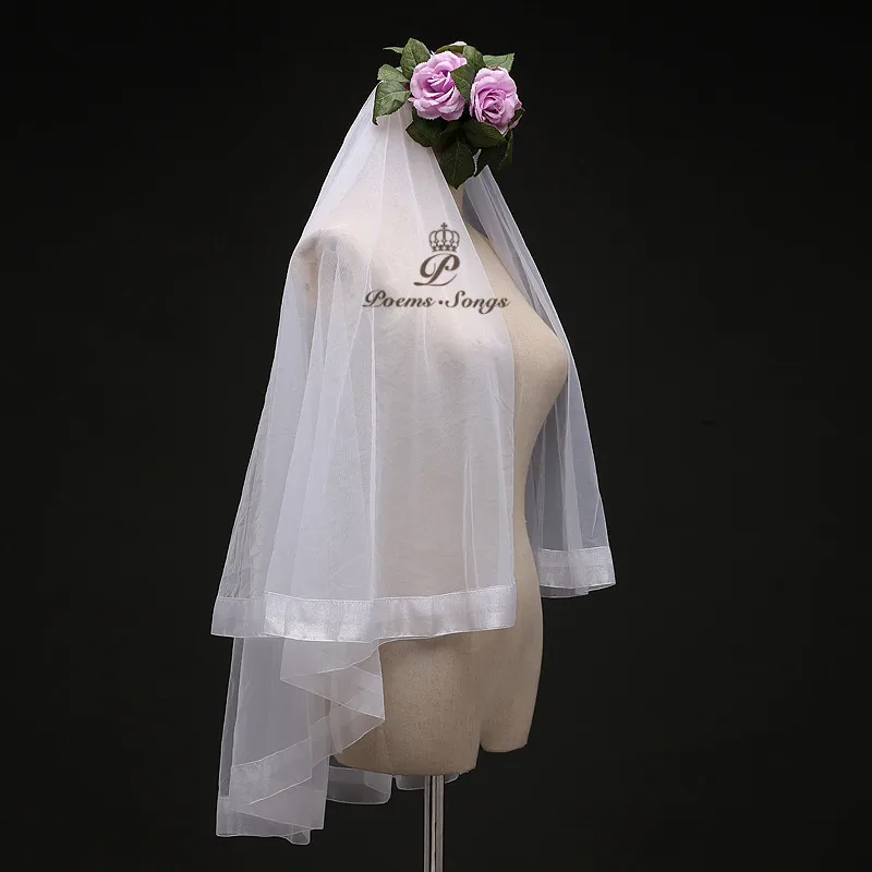 Poems Songs high quality wedding veil two layer newstyle Simple Bridal Veil + Comb elegant ivory white bridal free shipping | Свадьбы и