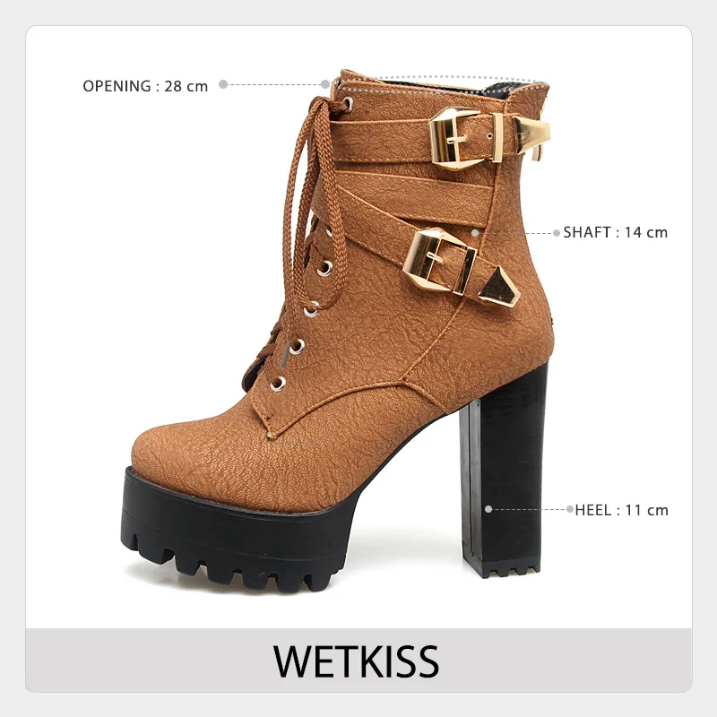 Женские ботильоны на платформе и толстом каблуке с ремешком пряжкой|Женские