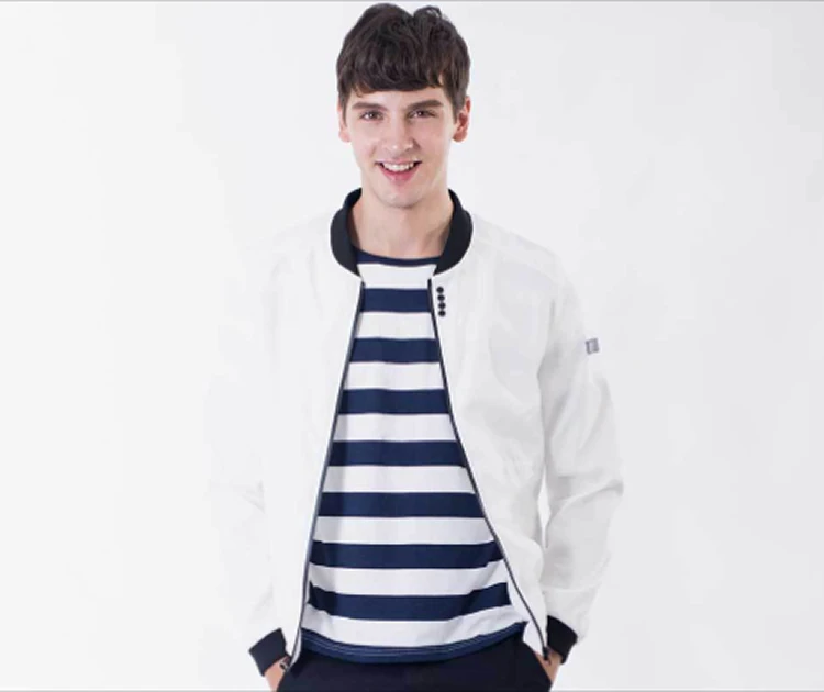 QQ001 Young Jacket Solid Polyester Conventional Rib Sleeve Standard White Black Zipper New Fashion Long |