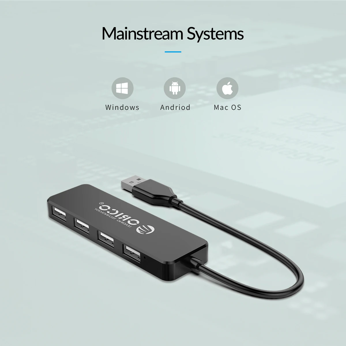 ORICO USB2.0 концентратор мульти 4 порта Высокоскоростной USB разветвитель мини портативный OTG адаптер для Windows Mac OS Android аксессуары для ноутбуков