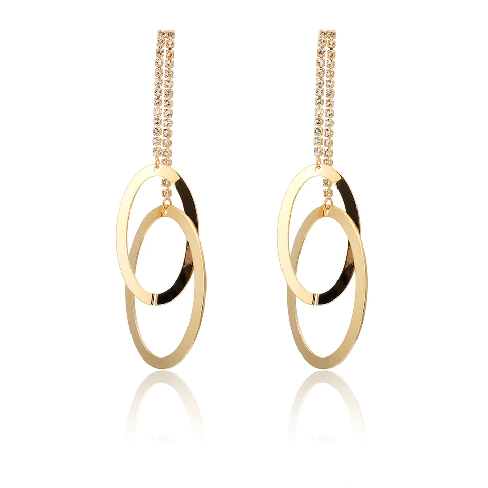 Новые роскошные женские серьги с кисточками и двойным кольцом 2 цвета желтый