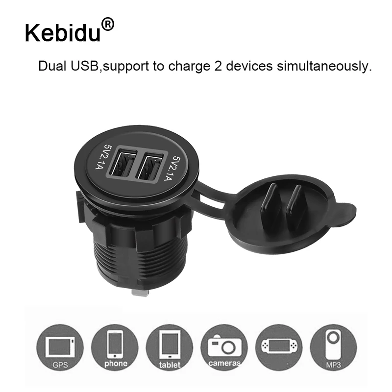 Kebidu DC 12V 24V 4.2A двойной Порты и разъёмы USB Зарядное устройство с Вольтметр мотоцикл