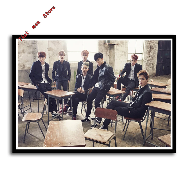 Светло-желтый Kpop bangtan Плакаты для мальчиков, наклейки на стену, белая бумага, высокое качество, печать, украшение для дома, искусство, Декор, без рамки, 42*30 см - Цвет: Светло-желтый