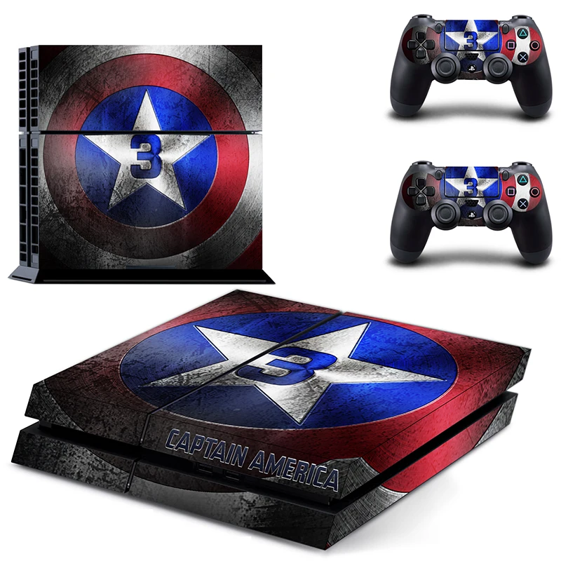 С героями комиксов Марвел, с изображением Капитана Америки, наклейка для PS4 виниловая наклейка, стикер для sony Playstation 4 консоли и 2 контроллеры наклейка для PS4 Стикеры