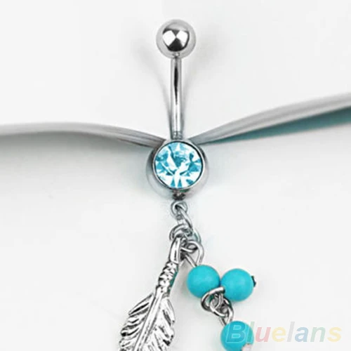 24 шт. Для женщин Украшения для тела кристалл пупка Бар штангой Листьев Живота
