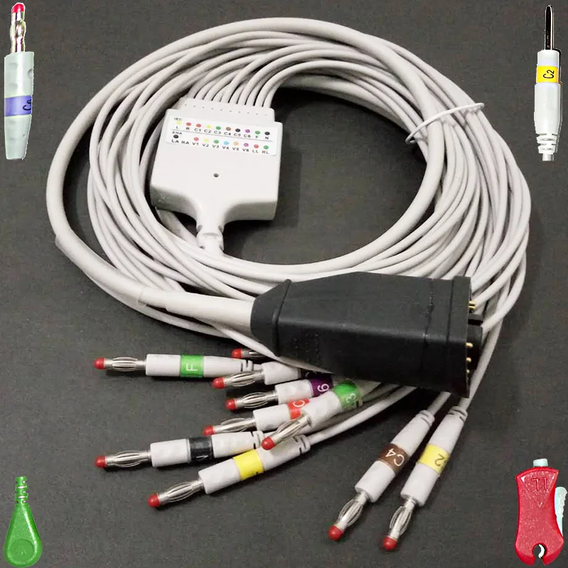 

Совместим с 15pin ZOLL ECG/EKG 10 lead 4,0mm plug cable IEC или AHA
