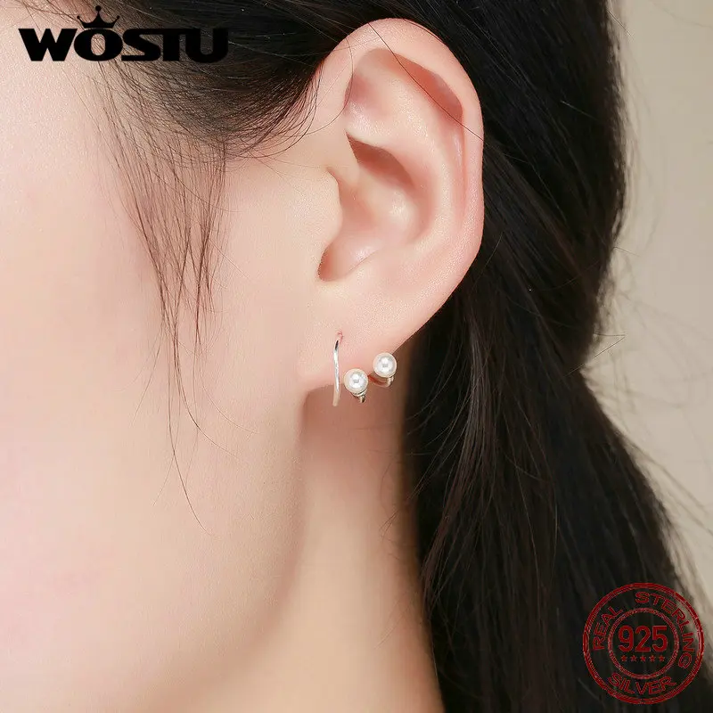 Женские серьги гвоздики WOSTU из стерлингового серебра 925 пробы с переплетенным
