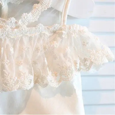 Милые кружевные топы и брюки с цветочным рисунком для девочек 2 шт. наряды