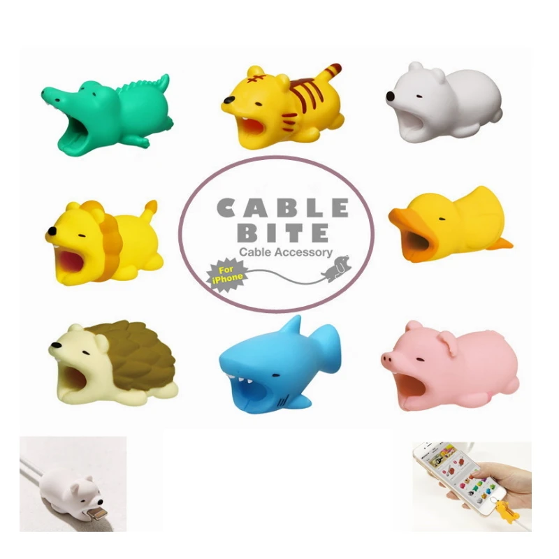Animal Bite USB Cable Protector Organizer Data Line Management Charging Safe Protection Winder For iPhone 5 6 6s 7 8 | Электроника