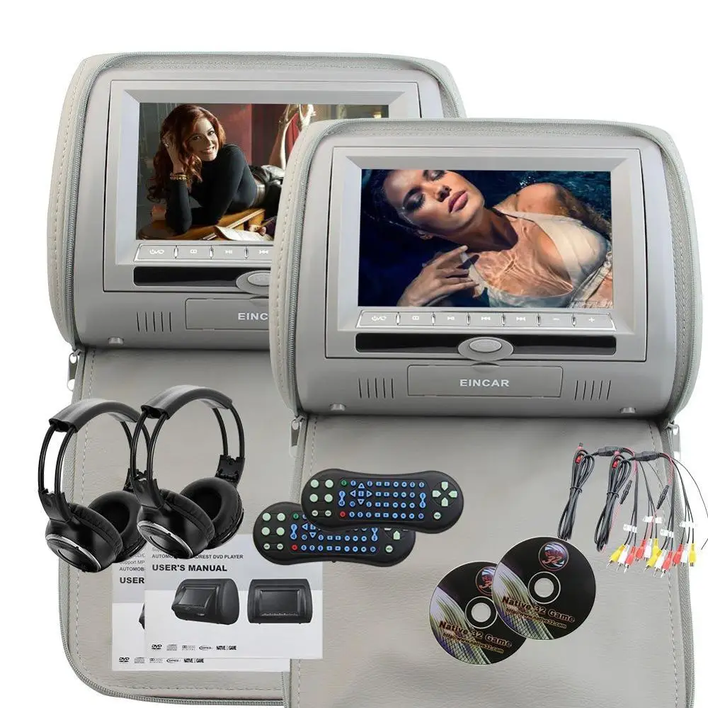 7 &quotЖК-дисплей двойной экран подголовник автомобиля подушки мониторы DVD плеер 32