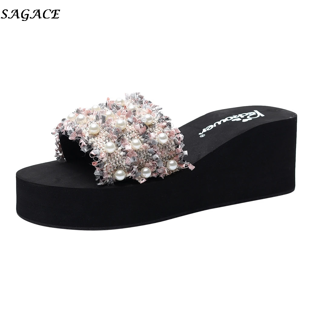Шлепанцы SAGACE женские танкетка для душа пляжные летняя обувь #30 2019 | Обувь