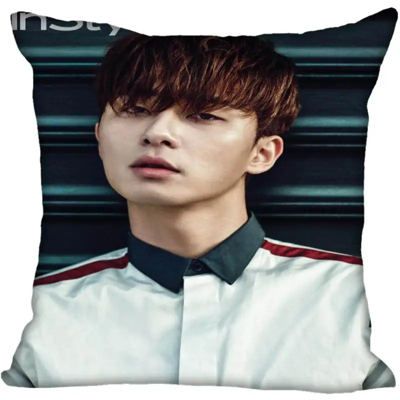 Заказ Kpop парк Seo Jun печатных квадратный шелк наволочки 40x40 см, 35x35 см одна сторона атласная Наволочка логотип