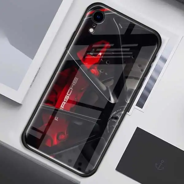 004 Чехол из закаленного стекла для приборной панели колеса автомобиля для Apple iPhone XR 7 8 6 6S Plus X XS MAX, чехол для мобильного телефона с мягким краем - Цвет: 004