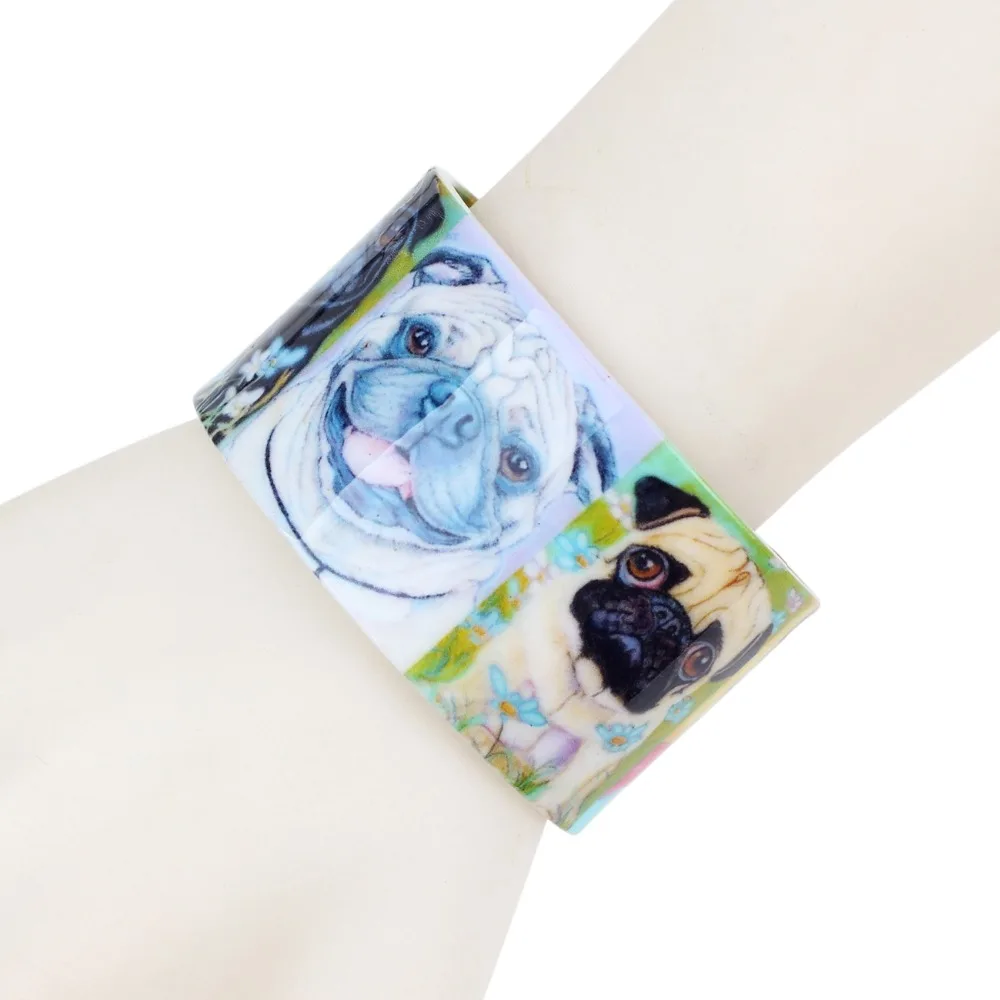 WEVENI Plastic Animal French Bulldog Pug Dog Bangle Bracelet Indian Fashion Jewelry For Women Girl Wholesale Craft Accessories | Украшения