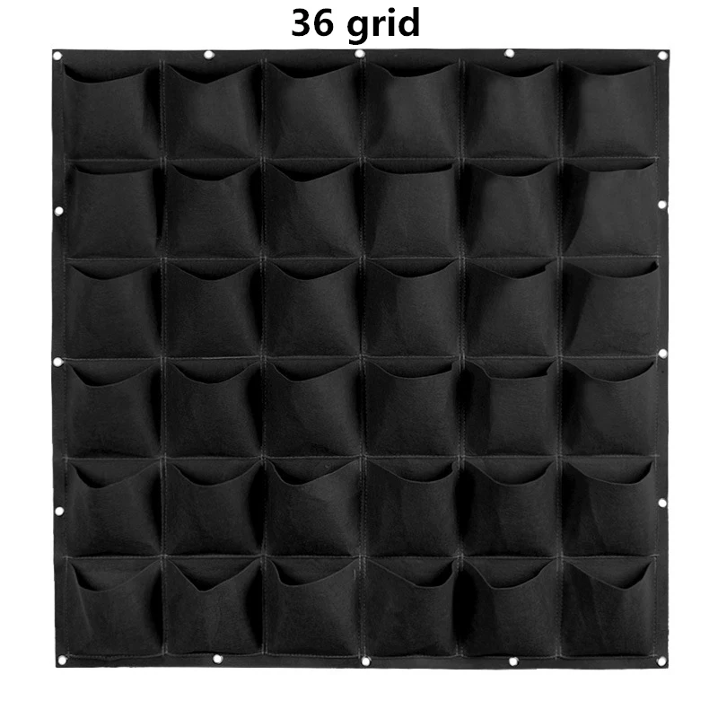 36 grid black Настенные подвешиваемые посадочные сумки 24 размера, зеленые сумки для выращивания растений, вертикальная садовая растительная гостиная сумка для бонсай с цветами, товары для дома - Цвет: 36 grid black