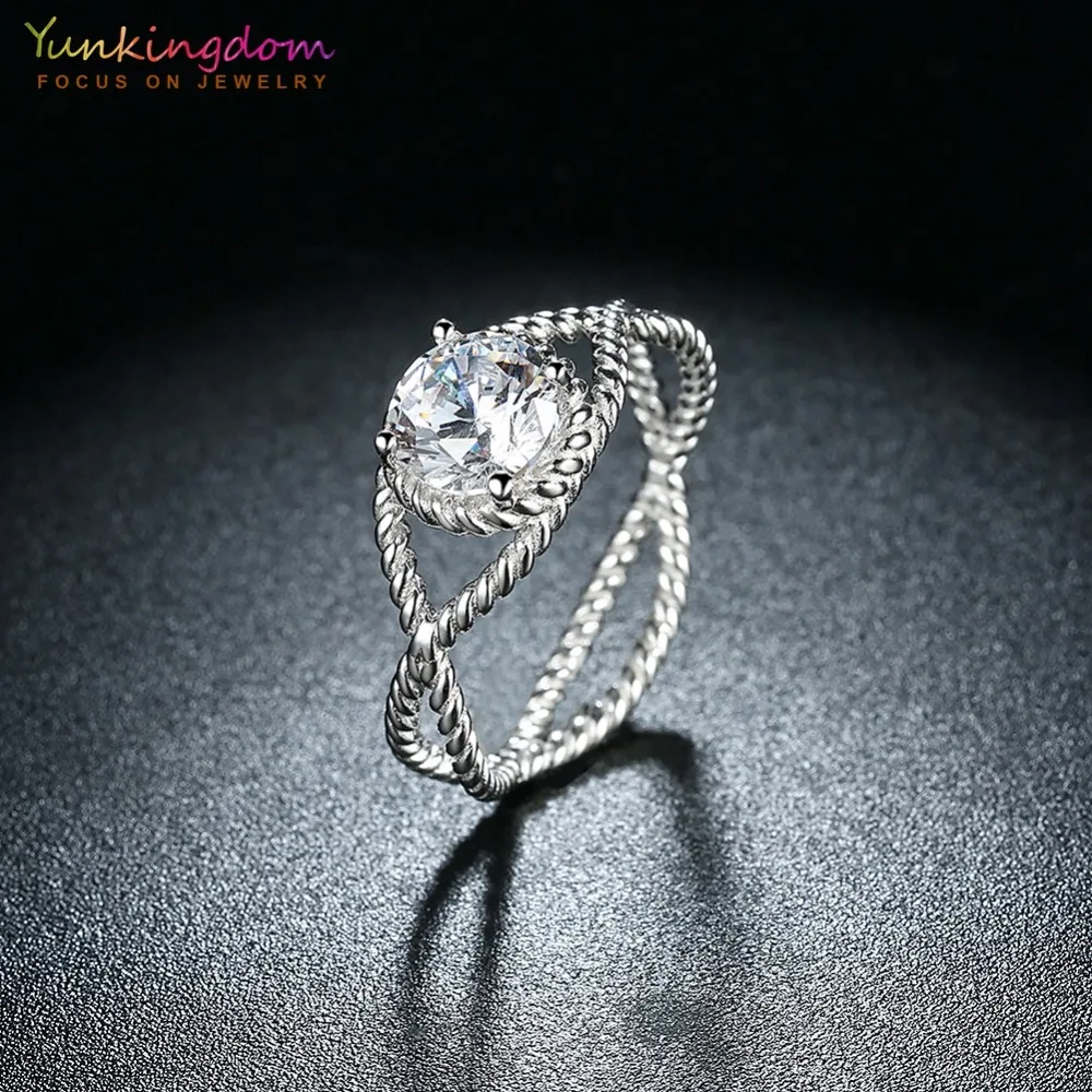 Yunkingdom Новый 925 Серебряные кольца Круглый фианит для женщин хороший партии