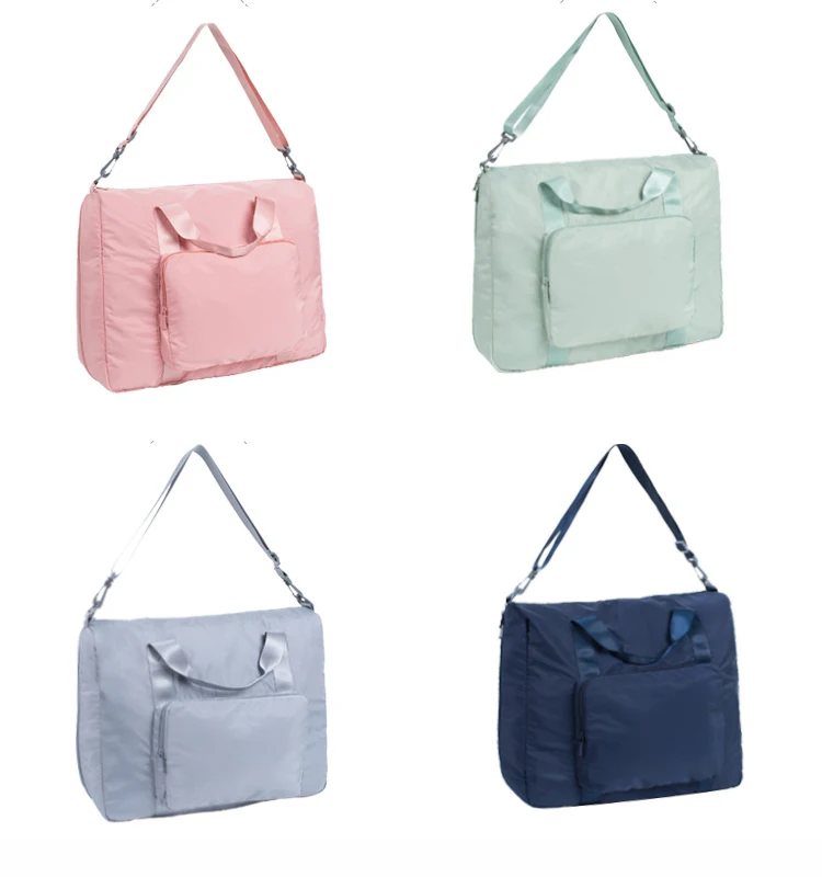 New Foldable Large Travel Bag Women Fashion Big Duffle Bag Shoulder Portable Weekend Bags Waterproof Travel Organizer Tote Pink