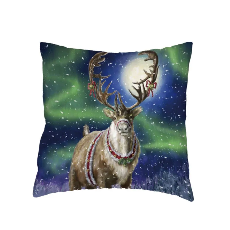 Cute Cartoon White Polyester Peach Skin Cushion Cover Giraffe Sika Deer Donkey Print Kids Birthday Gift Home Decorate Pillowcase | Дом и сад