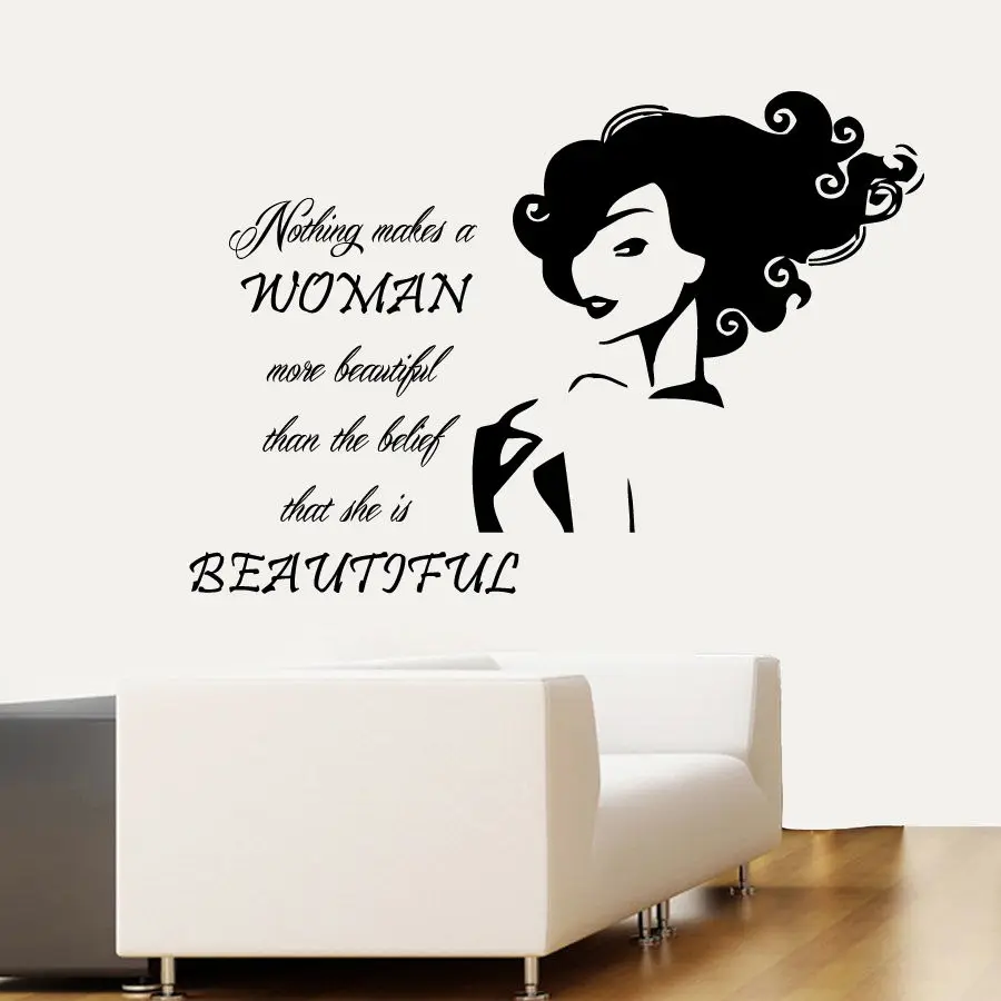 

Beauty Salon Wall Decals Quote Nothing Makes A Woman Removable Vinyl Sticker Beauty Salon Wall Decal Home Bedroom Wall Art AY390