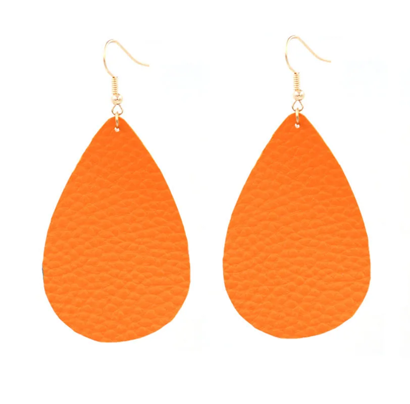 Hot Selling Classic Secquin Pu Leather Big Water Drop Dangle Earrings Bohemia Statement TearDrop | Украшения и аксессуары