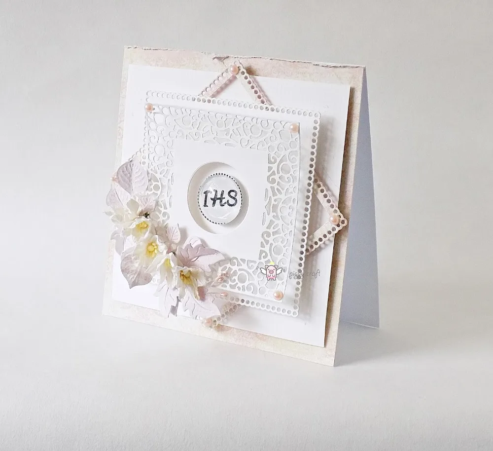 Металлические Вырубные штампы форма для вырезания 2 шт. кружевная квадратная