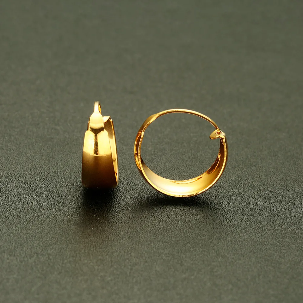 QIAMNI ручная работа золотые однотонные цыганские круглые серьги кольца ювелирные