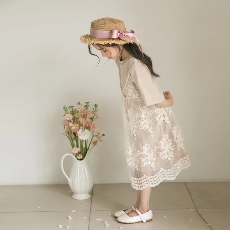 Кружевное платье для девочек из 2019 хлопка официальное детское принцессы на день