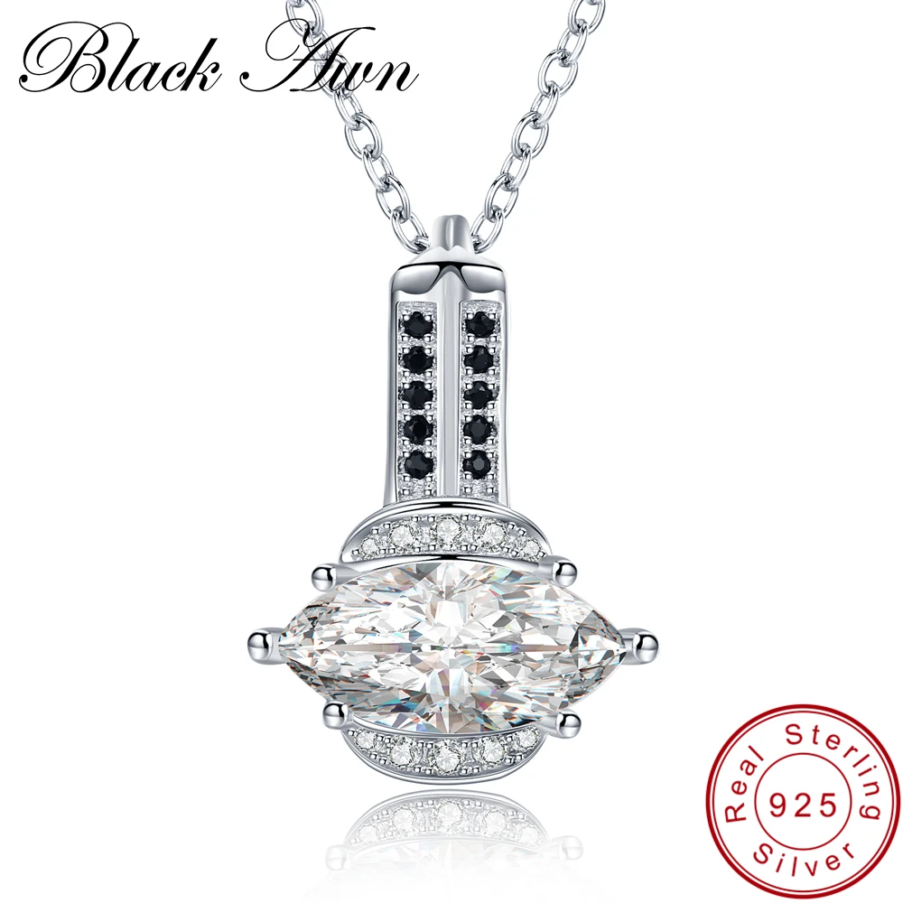 

[BLACK AWN] 925 Sterling Silver Necklace for Women Female Bijoux Necklaces Pendants Sterling Silver Jewelry P054