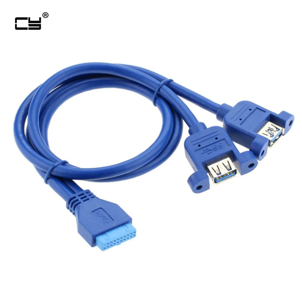 

Motherboard Mainboard 20Pin USB3.0 Female To Dual USB 3.0 A Female Data Cable Cord Panel Mount 50cm PC DIY Host Case