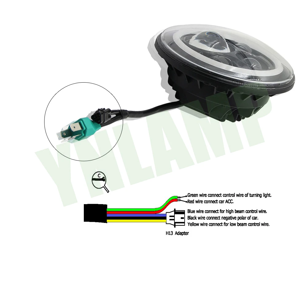 YNROAD пара 7 дюймовый круглый машинка для стрижки 48 Вт Hi/ближнего света с Ангел глаз