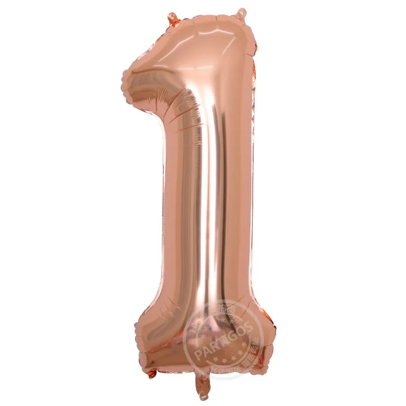 rose gold 40-дюймовый светодиод номер 1 Фольга шарики, День подарков будущей матери цвета: золотистый, серебристый розовый надувные цифры из гелия 1st День рождения Микки Декор поставки клипсы для воздушных шаров - Цвет: rose gold