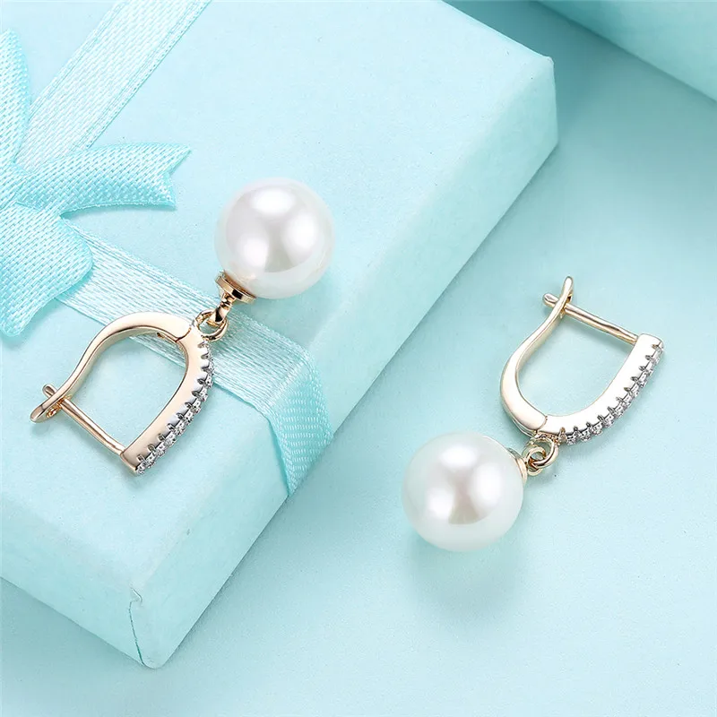 Серьги из KZCE105 C белыми shell pearl и шампанское цвет золотистый серьги капли fine jewelry
