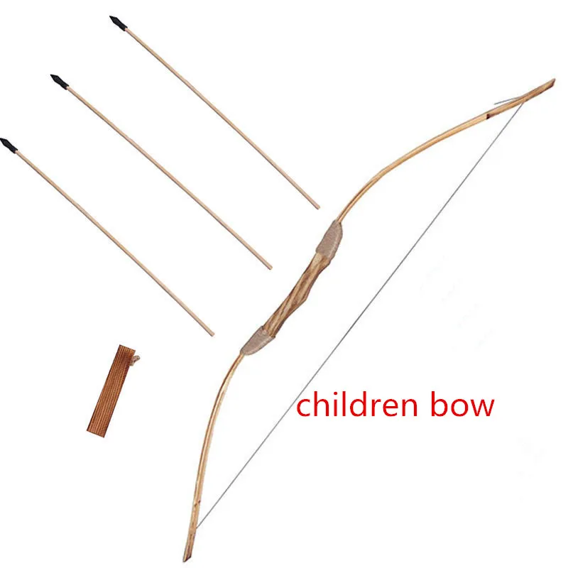 

Powerful good-quality Wooden Wood Bow With 3 Arrows And Quiver Kids Toy Wood Archery Bow DIY Set