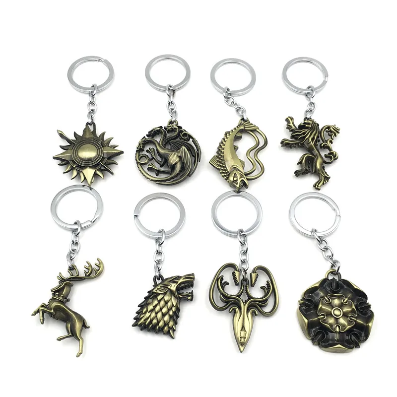 12 шт./лот брелок Stark/Tyrell /Targaryen Faimly Crests из металлического сплава для ключей|key
