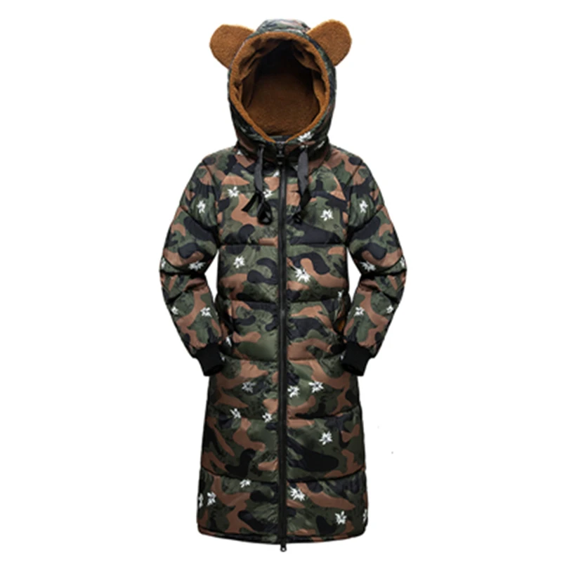 Новинка Зима 2018 модная женская длинная секция выше колена с капюшоном защита от