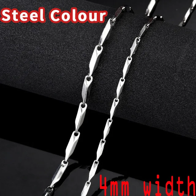 4mm width Байер, ожерелье из нержавеющей стали, семена дыни, новинка, крученая часть, золотая, модная цепочка Ожерелье для мальчика, мужское ожерелье, цепочка, серебряный цвет, BN1024 - Окраска металла: 4mm width