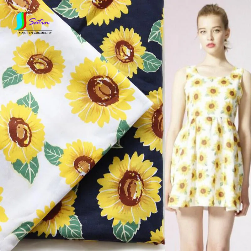 Темно-синий рис белый фон подсолнечника с принтом хлопковая ткань детская юбка