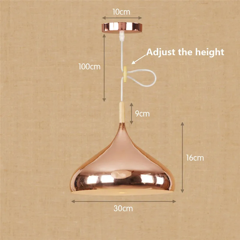 Лофт стиль розовое золото Железный Droplight современный LED подвесной светильник