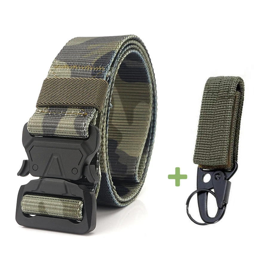 Camouflage 1 Match 9 видов цветов, брезентовый армейский ремень, мужские тактические дизайнерские ремни, Длинные поясные пояса, черная металлическая пряжка, быстросъемный нейлоновый ремень Кобра - Цвет: Camouflage 1 Match