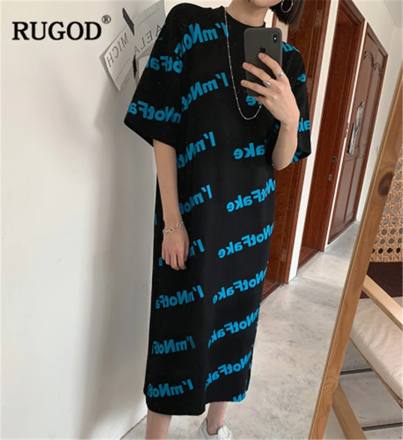 Женское прямое платье RUGOD повседневное свободное в Корейском стиле с круглым