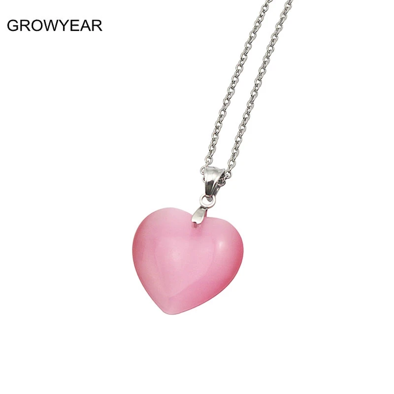 Ожерелье с сердцем и опалом женское модное ювелирное изделие серебряная цепочка