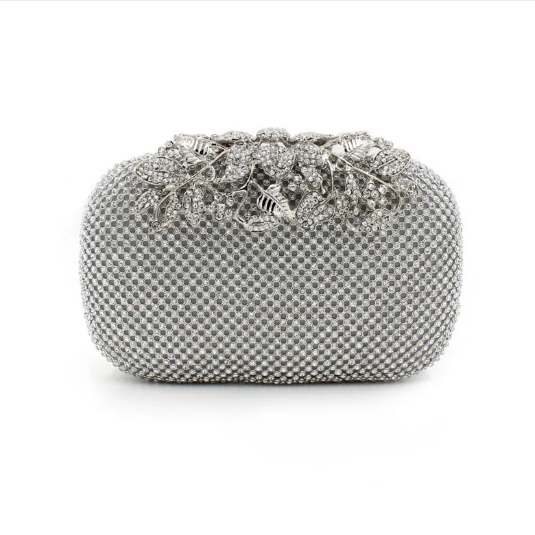 Evening Bag Wallet Flower Rhinestone Crystal Clutch Purse Luxury Jewelry Hard Case Clutches Handbag Wedding 81-53 | Багаж и сумки
